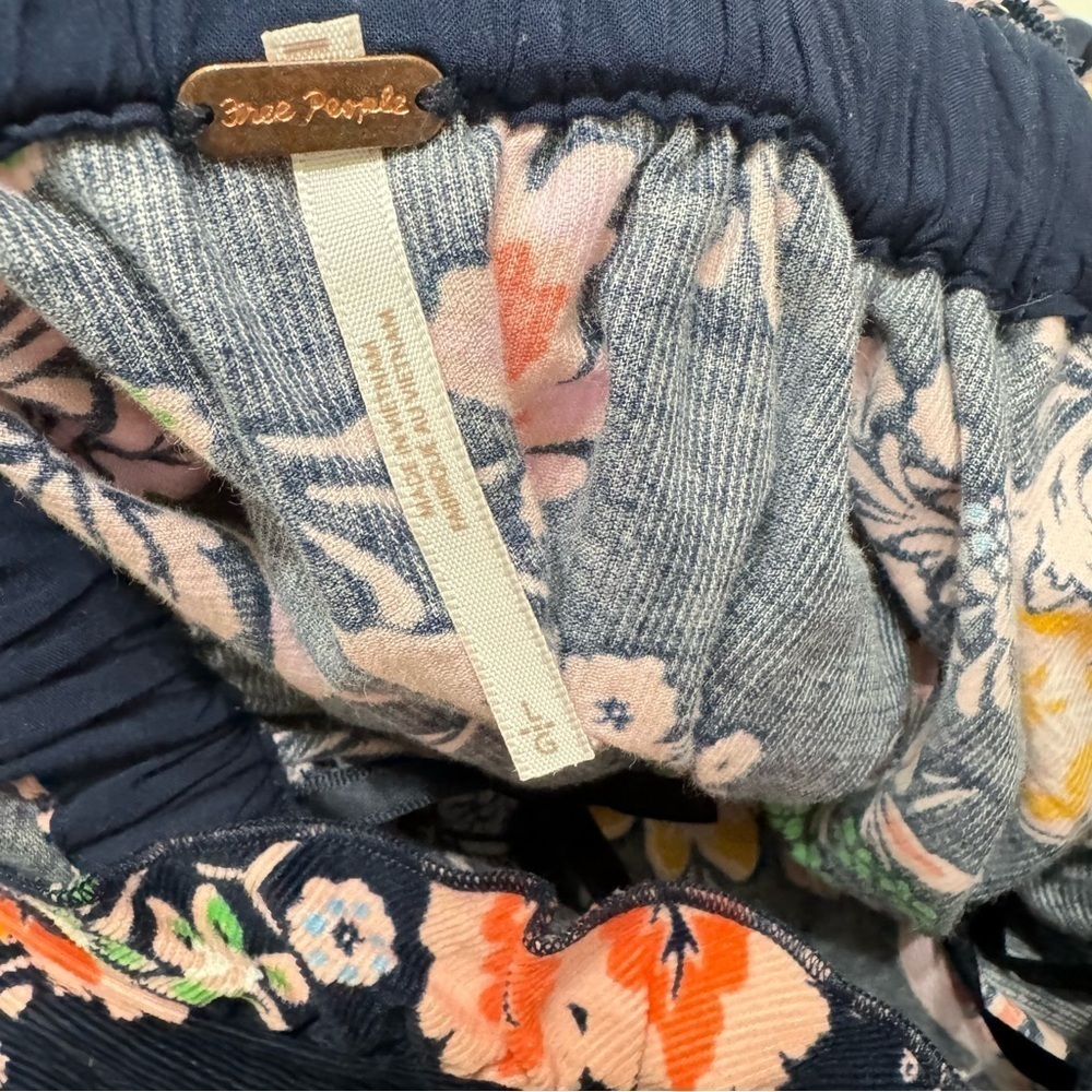 NEW Free People Cord Looking Glass Mini Navy Blue Ruffle Corduroy Floral Sz L - Picture 8 of 10